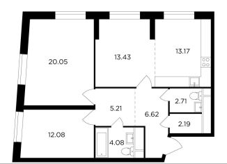 2-комнатная квартира на продажу, 93.4 м2, Москва, улица Петра Алексеева, 14, ЖК Кутузов Град 2