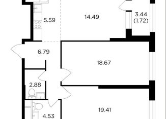 Продается 2-ком. квартира, 74.7 м2, Москва, улица Петра Алексеева, 14, ЖК Кутузов Град 2