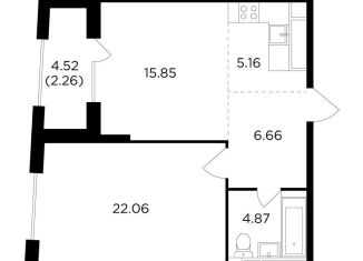 Продается однокомнатная квартира, 56.4 м2, Москва, улица Петра Алексеева, 14, ЖК Кутузов Град 2