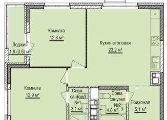 Продажа 2-комнатной квартиры, 61.1 м2, Ижевск, Устиновский район