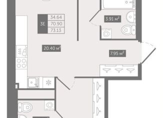 Продается 2-ком. квартира, 73.1 м2, Санкт-Петербург, Новгородская улица, 8В