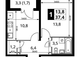 Продается 1-комнатная квартира, 37.4 м2, поселок Битца, Южный бульвар, 10