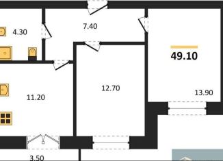 Продам 2-ком. квартиру, 49.1 м2, Воронежская область, Цимлянская улица, 10Г