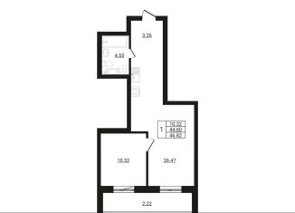 Продам 1-ком. квартиру, 46.8 м2, Ленинградская область