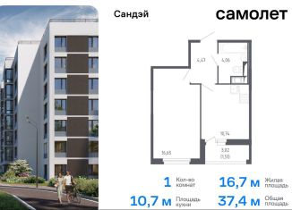 Продаю однокомнатную квартиру, 37.4 м2, Санкт-Петербург, Красносельский район, жилой комплекс Сандэй, 7.2