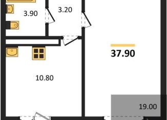 1-комнатная квартира на продажу, 37.9 м2, Воронежская область, улица Шидловского, 28