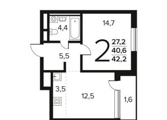 Продается 2-комнатная квартира, 42.2 м2, поселение Десёновское