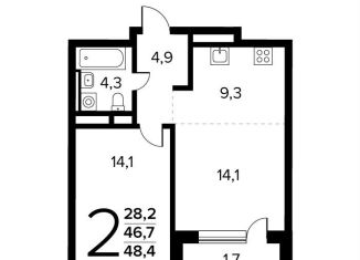 Продам 2-ком. квартиру, 48.4 м2, Москва