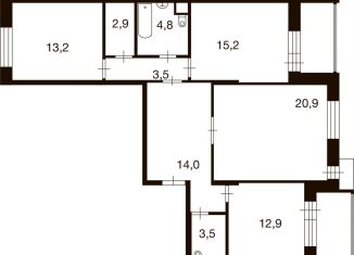 Продам 3-ком. квартиру, 90.3 м2, деревня Ивановское, улица Семёна Гордого, 3