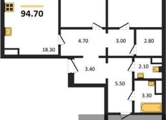 3-ком. квартира на продажу, 94.7 м2, Воронежская область, улица Фёдора Тютчева, 107