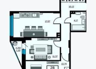 Продается 2-комнатная квартира, 57.2 м2, Ростов-на-Дону, Красноармейская улица, 157В/83с2