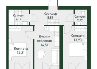 Двухкомнатная квартира на продажу, 58.1 м2, Екатеринбург, метро Чкаловская