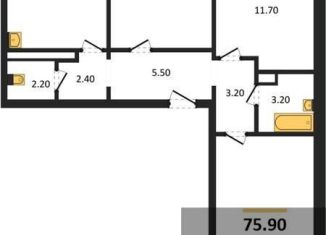 Продается 3-ком. квартира, 75.9 м2, Воронеж, улица Шидловского, 28