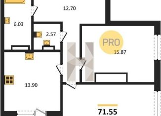 2-ком. квартира на продажу, 71.6 м2, Воронежская область, улица Ворошилова, 1