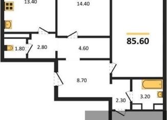 Продам 3-ком. квартиру, 85.6 м2, Воронежская область, улица Генерала Черткова, 1