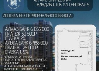 Продажа квартиры студии, 30 м2, Владивосток, Первореченский район