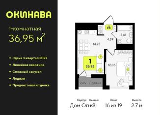 Продаю 1-комнатную квартиру, 37 м2, Тюмень, Центральный округ