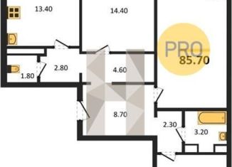 Продажа 3-ком. квартиры, 85.7 м2, село Ямное, улица Генерала Черткова, 1