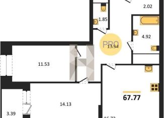 Продаю 2-ком. квартиру, 67.8 м2, Воронежская область, улица Кривошеина, 13/14