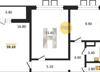 Продается 2-ком. квартира, 59.1 м2, Воронежская область, улица Шишкова, 140Б/6