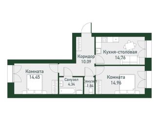 2-комнатная квартира на продажу, 59.8 м2, Екатеринбург, метро Чкаловская