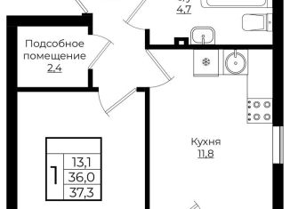 Продается однокомнатная квартира, 37.3 м2, Краснодар, Прикубанский округ, жилой комплекс Европа Клубный Квартал 6, лит4