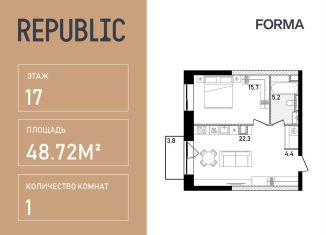 Продаю однокомнатную квартиру, 48.7 м2, Москва, жилой комплекс Репаблик, к2.2