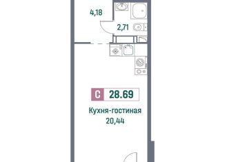 Продам квартиру студию, 28.7 м2, Мурино, проспект Авиаторов Балтики, 23к3