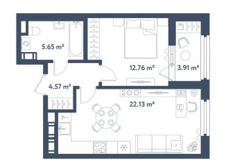 Продается 1-комнатная квартира, 47.1 м2, Санкт-Петербург