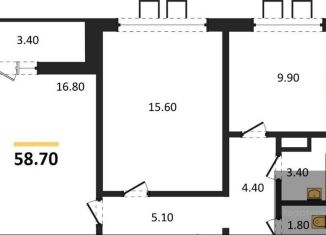 2-комнатная квартира на продажу, 58.7 м2, Воронеж, улица Шишкова, 140Б/6