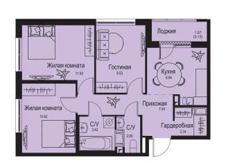 Продам 3-ком. квартиру, 57.7 м2, деревня Новосергиевка, деревня Новосергиевка, 1