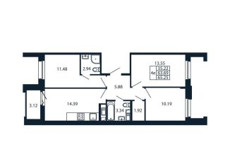 Продается 3-ком. квартира, 66.8 м2, городской посёлок Новоселье