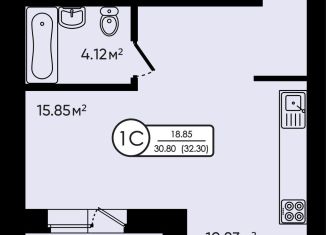 Квартира на продажу студия, 32.3 м2, деревня Мостец