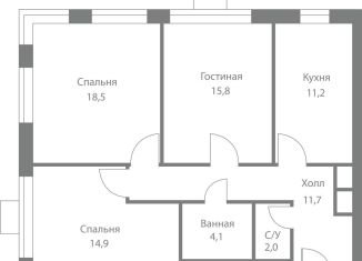 Продам 3-ком. квартиру, 78.2 м2, Москва, станция Немчиновка