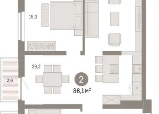 Продаю 2-комнатную квартиру, 86.1 м2, Тюмень