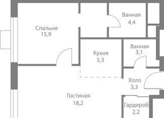 Продаю двухкомнатную квартиру, 52.4 м2, Москва, станция Немчиновка