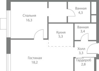 Продажа двухкомнатной квартиры, 53.6 м2, Москва, станция Немчиновка