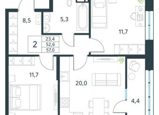 2-ком. квартира на продажу, 57 м2, Забайкальский край