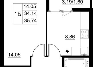 Продажа 1-ком. квартиры, 35.7 м2, Казань, улица Михаила Миля, 1, Авиастроительный район