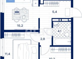 2-ком. квартира на продажу, 53.1 м2, Тюмень, Пышминская улица, 216А