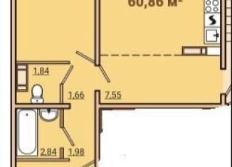 Продам 2-комнатную квартиру, 60 м2, посёлок Красное Поле, улица Героя Советского Союза Шкенёва, 4Б