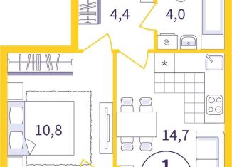 Продаю 1-ком. квартиру, 35.4 м2, Свердловская область