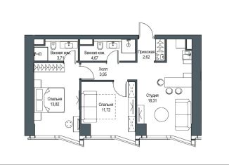 Продам 2-ком. квартиру, 58.5 м2, Москва, ЖК Фили Сити