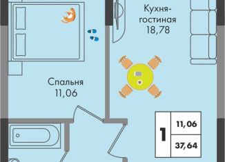 Продажа 1-ком. квартиры, 37.6 м2, Краснодар, улица имени Генерала Брусилова, 5лит1.2