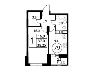 Продам 1-ком. квартиру, 38.3 м2, Домодедово