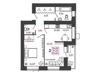 Продаю 2-комнатную квартиру, 54.5 м2, Пенза