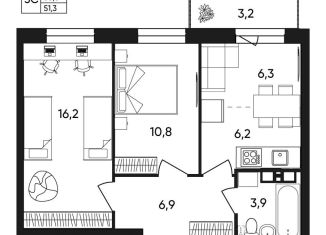 Продам 3-комнатную квартиру, 51.3 м2, Пермский край, Белозёрская улица, 30А