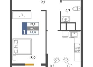 Продается 1-ком. квартира, 42.9 м2, Крым