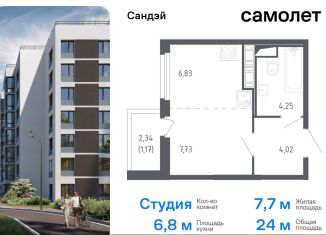 Продаю квартиру студию, 24 м2, Санкт-Петербург, муниципальный округ Константиновское