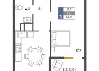 Продается 1-комнатная квартира, 44 м2, Крым